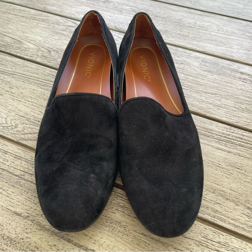 Vionic Willa Black Suede Leather Loafers Womens Size 7.5 - Picture 3 of 8